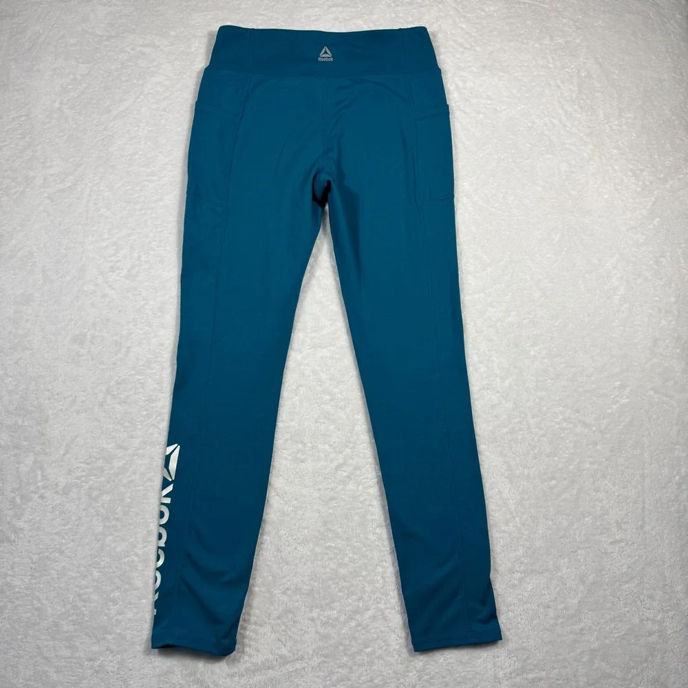 Reebok Youth Girls XL 14/16 Teal Blue Performance Leggings with Side Pockets